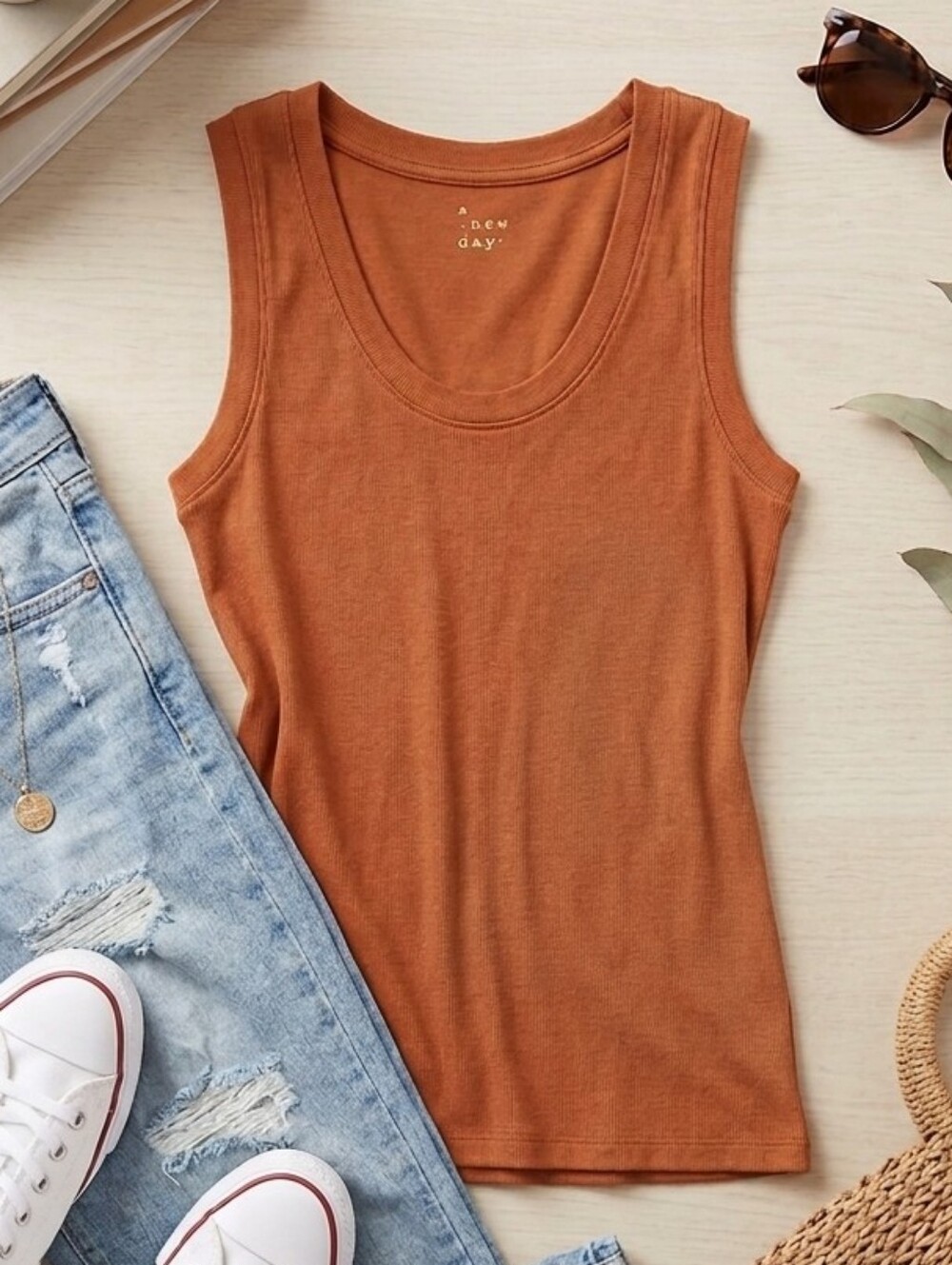 a new day Women's Rust Scoop Neck Tank Top
